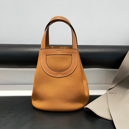 VLOVELAW 2025 popular New Fashion Commuter Shoulder Handbag First Layer Cowhide Bucket Bag Women's Genuine Leather Pig Nose Vegetable Basket Bag
