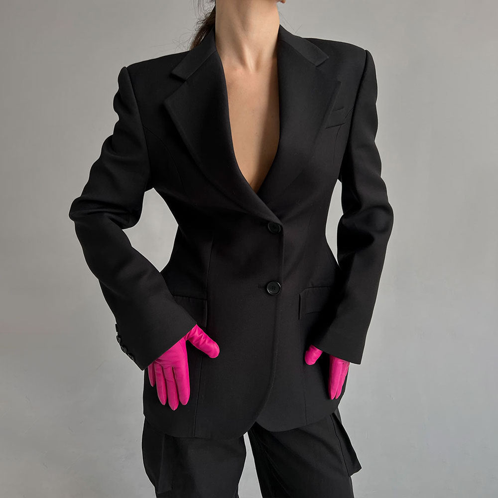 KKBOXLY Cross-border New autumn and winter V-neck waist suit women's senior sense ins slim suit light luxury design suit jacket