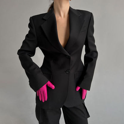 KKBOXLY Cross-border New autumn and winter V-neck waist suit women's senior sense ins slim suit light luxury design suit jacket