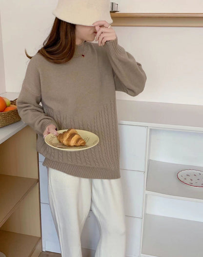 VLOVELAW Korean version of casual soft waxy pullover sweater women's New autumn and winter soft lazy wind loose and thin knitted sweater women's top