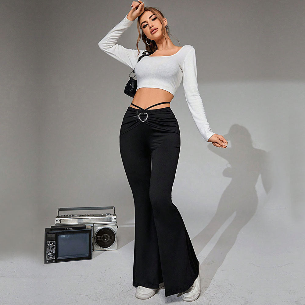 Hot Sale Women's Clothing in International Station Elegant Casual Pants Autumn and Winter High Waist Dropping Sense Slim Skinny Wide Leg Pants
