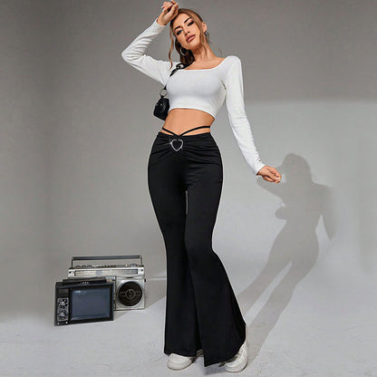 Hot Sale Women's Clothing in International Station Elegant Casual Pants Autumn and Winter High Waist Dropping Sense Slim Skinny Wide Leg Pants