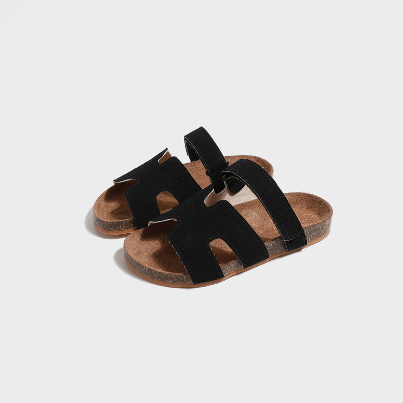 VLOVELAW Cross-Border Simple Boys and Girls Slippers Summer New Outdoor Retro Children's Shoes Cork Boken Sandals in Stock