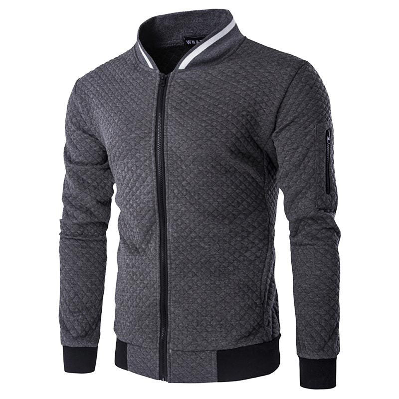 VLOVELAW 2025 new New  sweater zipper stand-up neck sweater jacket men's casual plaid cardigan