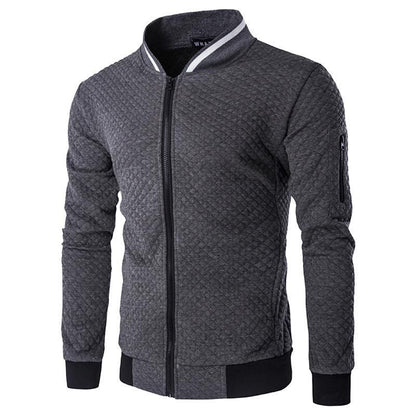 VLOVELAW 2025 new New  sweater zipper stand-up neck sweater jacket men's casual plaid cardigan