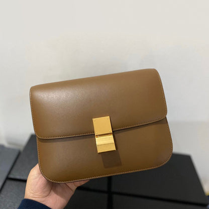 VLOVELAW 2025 popular new fashion cowhide tofu bag leather box bag simple retro small square bag shoulder messenger flight attendant bag