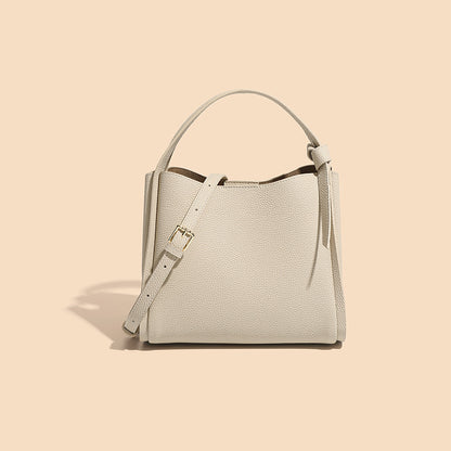Women's Bucket Bag  New Fashion Genuine Leather High-Grade Simple Portable Lunch Bag Cowhide Leather Single-Shoulder Bag Messenger Bag
