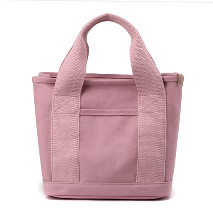 VLOVELAW Small Bag with Zipper Japanese Multi-Layer Bag Niche Lady Shoulder Bag Portable Thickened Canvas Mobile Phone Bucket Tote Bag