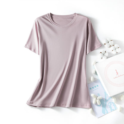 VLOVELAW Short-Sleeved Women's Clothing Spring and Summer Clothes Women's Big Belly Slimming Purple Top  White T Shoulder T-shirt Women's Short-Sleeved