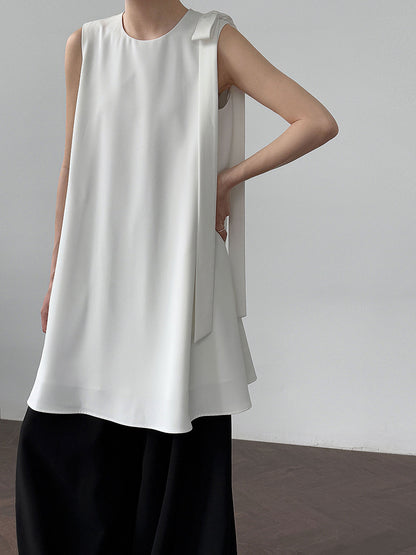 Luxi  holiday bow sleeveless vest skirt summer new temperament niche design dress 5119