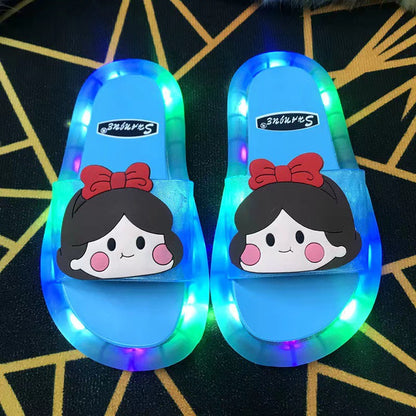 VLOVELAW Online Influencer Fashion Luminous Children's Slippers Strawberry Crystal Shoes Shiny Color Light Girlfriends Girls Shiny Sandals