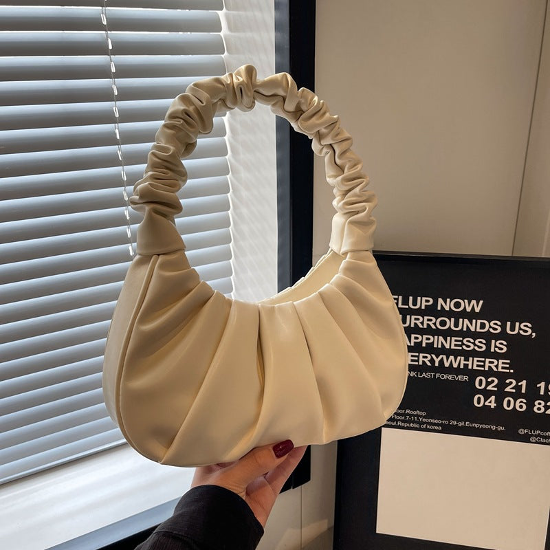 VLOVELAW 2025 Cloud pleated bag, baguette bag, one shoulder crossbody handbag, women's niche texture, Korean version popular new underarm bag tide