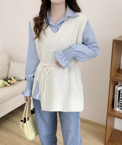 VLOVELAW Spring and Autumn Lazy Wind Knitting Waist Skinny Vest Hot Fashion Vest Stacked Wear Vest V-Neck Sweater Women