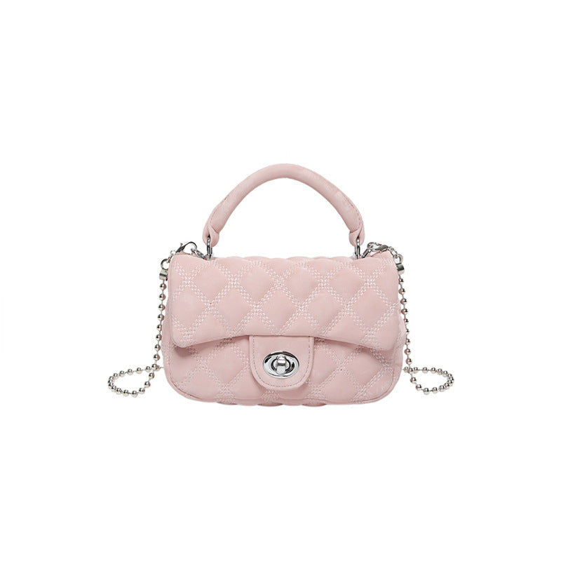 VLOVELAW 2025 Premium sense small fragrant wind rhombus chain portable small bag women's popular fashion with solid color shoulder messenger bag