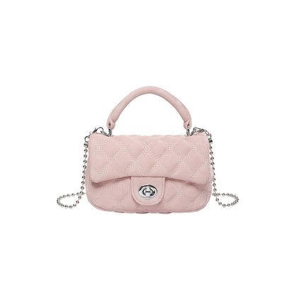 VLOVELAW 2025 Premium sense small fragrant wind rhombus chain portable small bag women's popular fashion with solid color shoulder messenger bag
