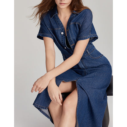 2025  Spring and Autumn new  high-end denim dress fashionable retro commuter temperament niche denim skirt