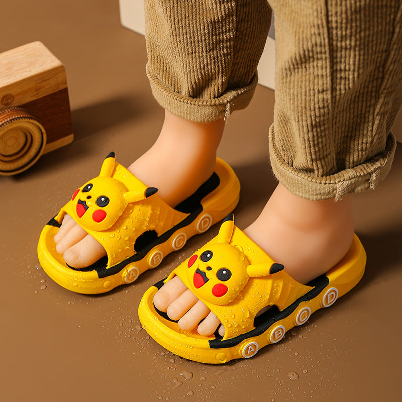 VLOVELAW Children's Slip-on Slippers Summer Boys and Girls Bathroom Bath Non-Slip Middle and Big Children's Home Parent Subnet Red Sandals