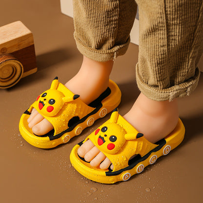 VLOVELAW Children's Slip-on Slippers Summer Boys and Girls Bathroom Bath Non-Slip Middle and Big Children's Home Parent Subnet Red Sandals