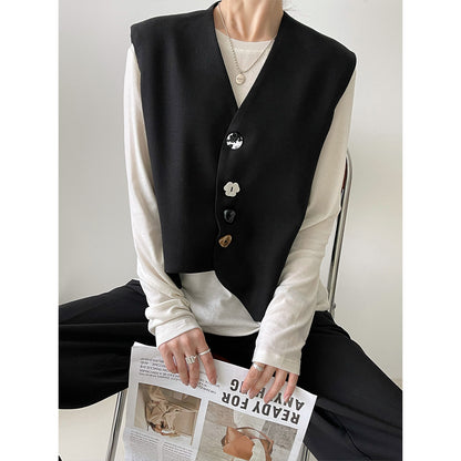 2025 Tachibana Spring Heavy Industry Women's Irregular Black Jacket Short Premium Retro Vest 8882-2