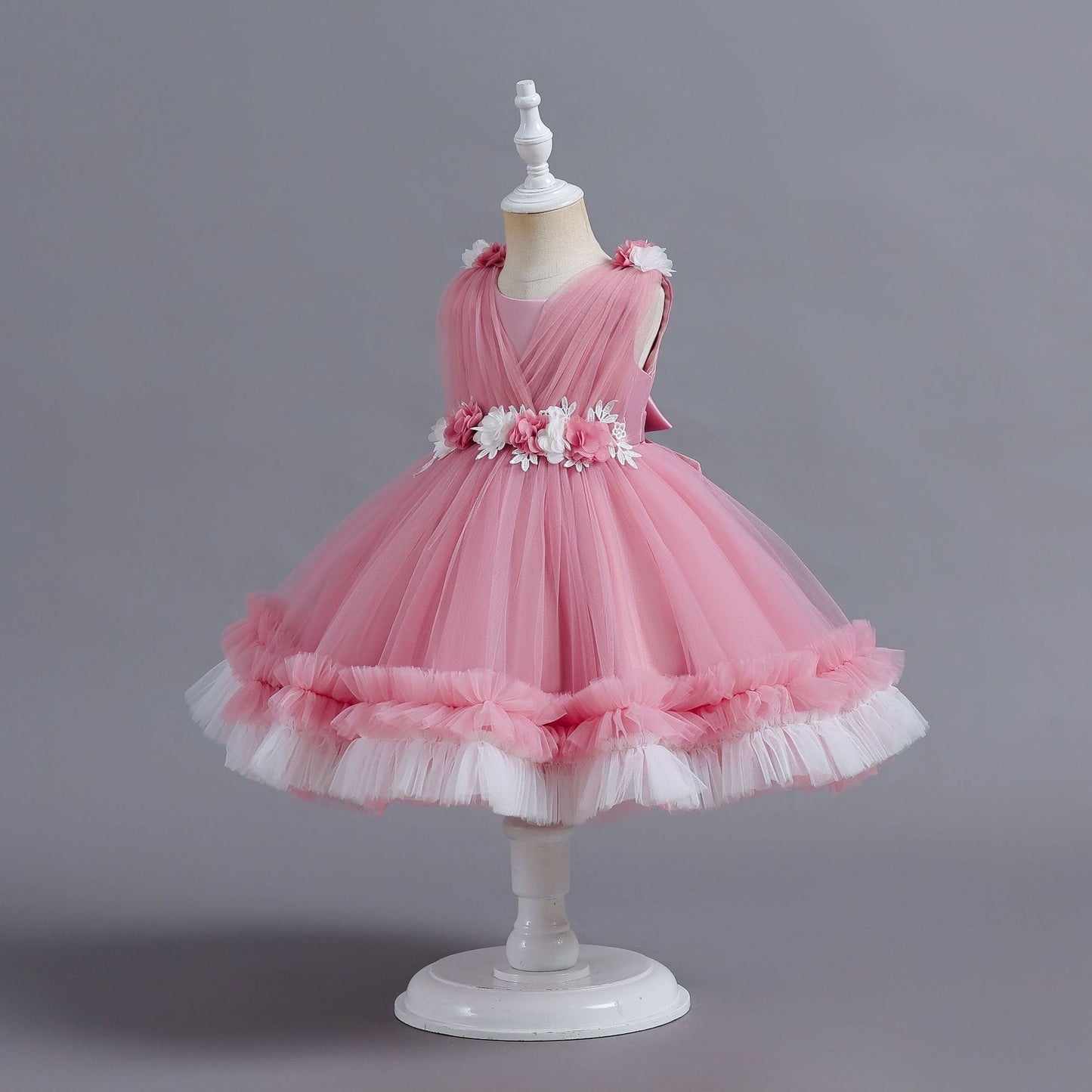 Hot Trade New Children's Dress Tulle Tutu Cake Dress Princess Dress Girl Flower Girl's One-Year Birthday Baby Dress