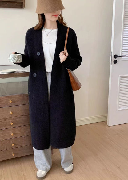 VLOVELAW Korean version loose large size knitted cardigan women's New autumn and winter simple loose lazy wind thickened long sweater jacket
