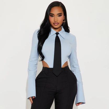 n design professional shirt pure desire Spice girl onesie women's outer wear slim and thin long sleeves spring and summer wholesale