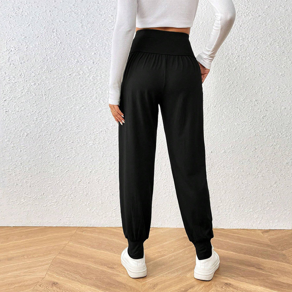 Hot Trade International Station Hot Sale Fashion Simple Casual Pants Autumn and Winter High Waist Leg Thin Versatile Nine-point Pants Women