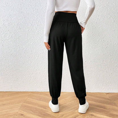 Hot Trade International Station Hot Sale Fashion Simple Casual Pants Autumn and Winter High Waist Leg Thin Versatile Nine-point Pants Women