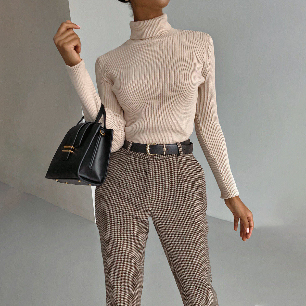 KKBOXLY Cross-border special for extended turtleneck sweater autumn and winter knitted bottoming shirt slim 2025 plus version turtleneck pullover sweater