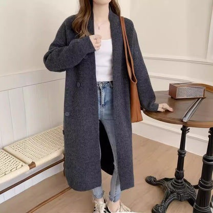 VLOVELAW Korean version loose large size knitted cardigan women's New autumn and winter simple loose lazy wind thickened long sweater jacket