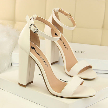 VLOVELAW  0509-1 European and American Style Women's Shoes High Heels Fashion Simple Thick Heel High Heel and Sexy Nightclub Strap Sandals