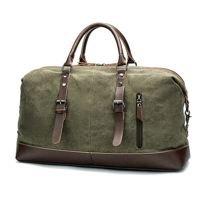 VLOVELAW 2025 2025 large-capacity men's hand-held travel bags, casual canvas with imitation leather messenger bags, luggage bags, fitness weekend bags