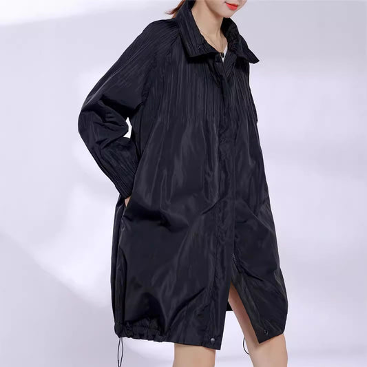 2025 cotton-padded clothes for women's high-end women's medium and long designs, pleated jackets, warm and fashionable cotton-padded clothes, casual and versatile.