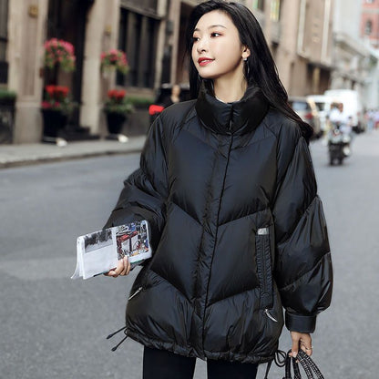 Black Zero Pressure Bread Down Jacket Women's popular Winter Clothing New Warm White Duck Down Small Down Jacket Tide