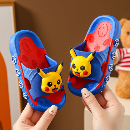 VLOVELAW Children's Slip-on Slippers Summer Boys and Girls Bathroom Bath Non-Slip Middle and Big Children's Home Parent Subnet Red Sandals
