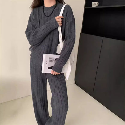 VLOVELAW Lazy wind knitted temperament sweater pants two-piece set women's autumn and winter New new Korean version fashion sweater set tide