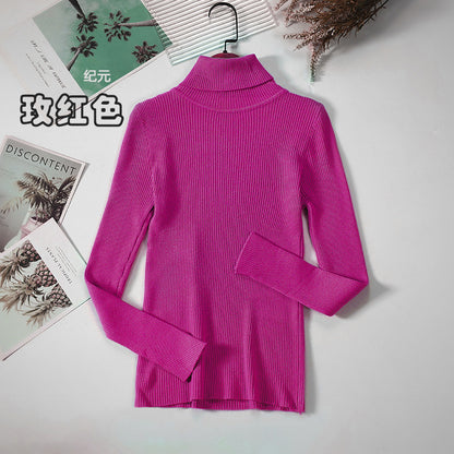 KKBOXLY Cross-border long-sleeved turtleneck bottoming shirt solid color Korean version pullover sweater (24 colors in stock) knitted bottoming sweater