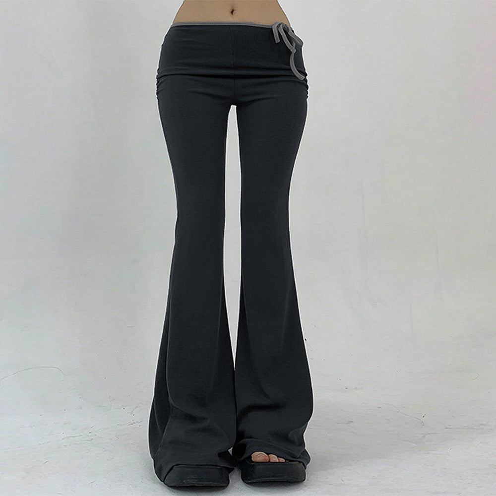 New women's clothing street trend casual pants autumn and winter new high-waisted slim-fitting legs slender wide-leg trousers