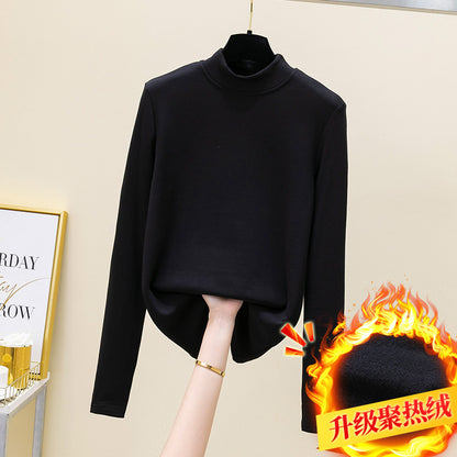 direct sales thickened German velvet pile collar bottoming shirt women's long-sleeved early spring new Popular-style warm inner top