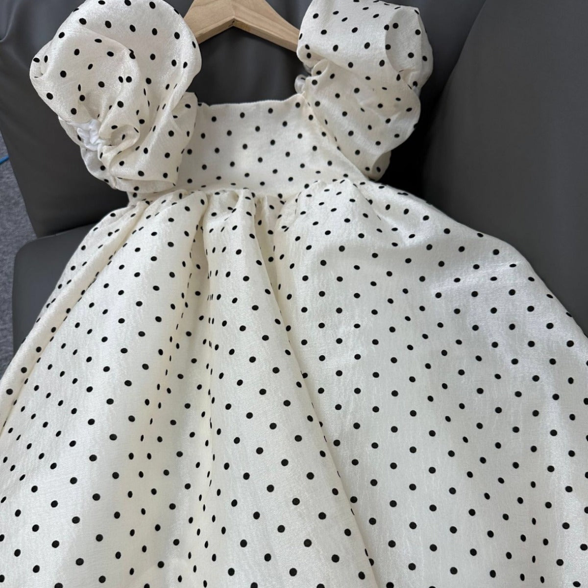 VLOVELAW Girls Dress  Summer Advanced Pearl Puff Sleeve Polka Dot Formal Dress Birthday Dress 61 Princess Skirt
