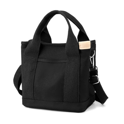 VLOVELAW Small Bag with Zipper Japanese Multi-Layer Bag Niche Lady Shoulder Bag Portable Thickened Canvas Mobile Phone Bucket Tote Bag