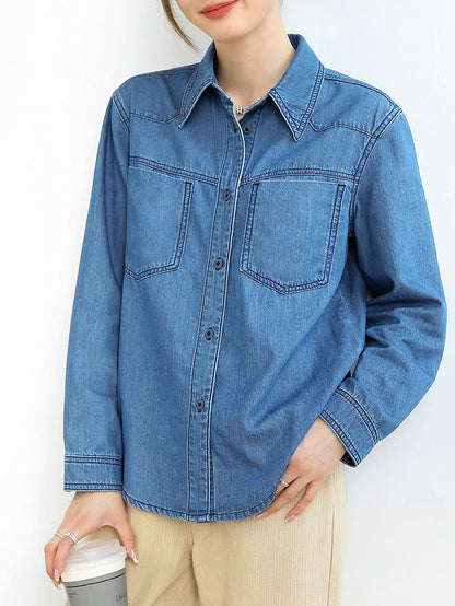 2025  Customized Xiaoxiangfeng denim long jacket women's spring and autumn new clothing retro fashion design pure cotton loose top