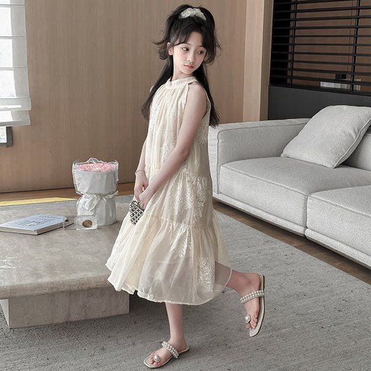 VLOVELAW Girls' Dress Summer Dress  New Western Style Girls' Dress Strap Dress for Girls in Teens Children's Summer Princess Dress