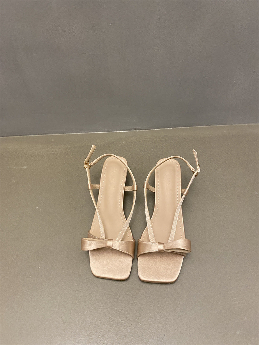 Spring and Autumn New  Style Square Toe High Heels Women's Roman Sandals Outer Wear Flip-Flops Flip-Flops All-Matching