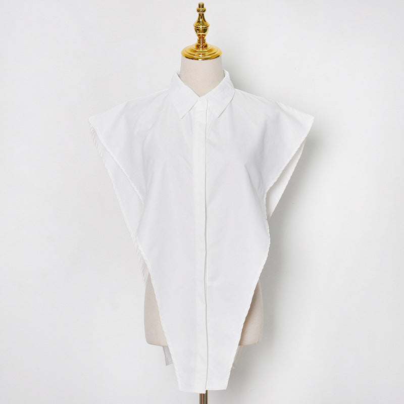 2025 Design sense inverted triangle irregular women's clothing  summer new multi-color fashion personalized cut lapel shirt women