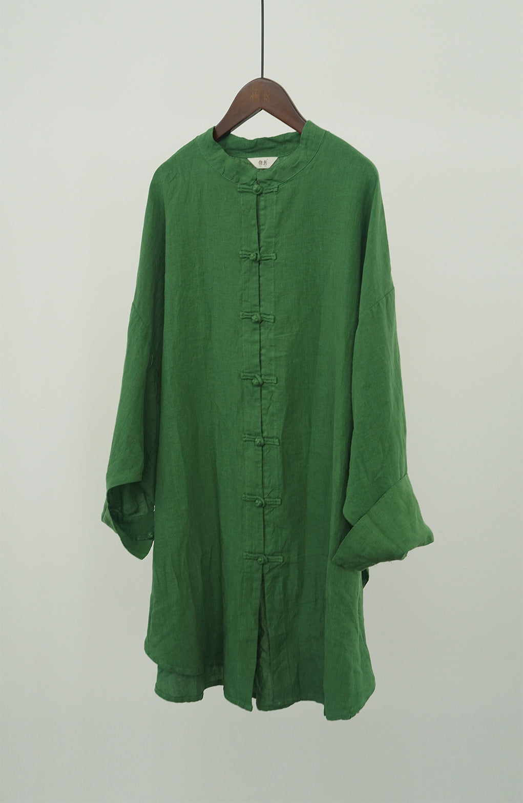 early autumn retro loose silhouette linen jacket, national style casual free and easy disc buckle long trench coat S22271