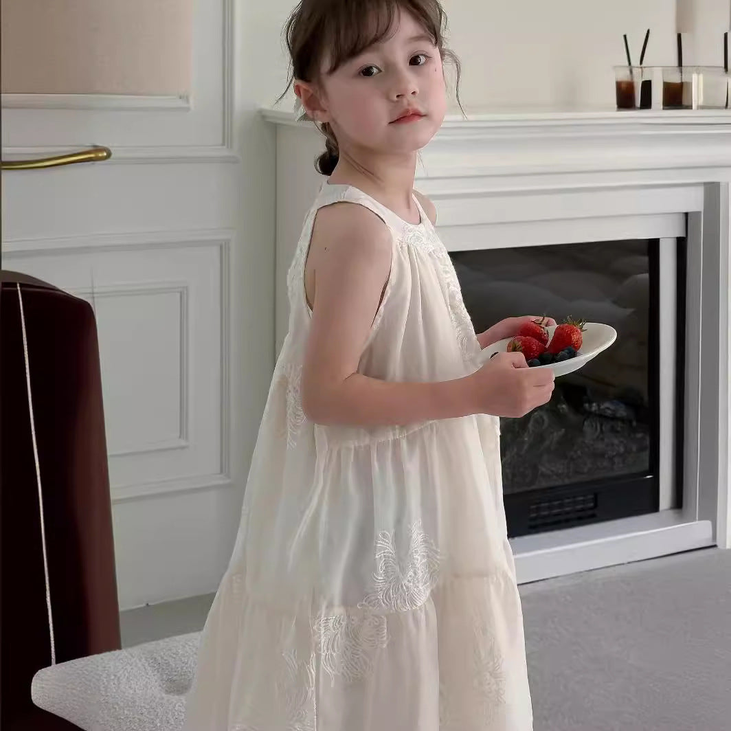 VLOVELAW South Korea Children's Clothing  Summer Girls Vacation Style Dress Middle and Big Children Girls Halter Backless Fairy Dress Princess Dress