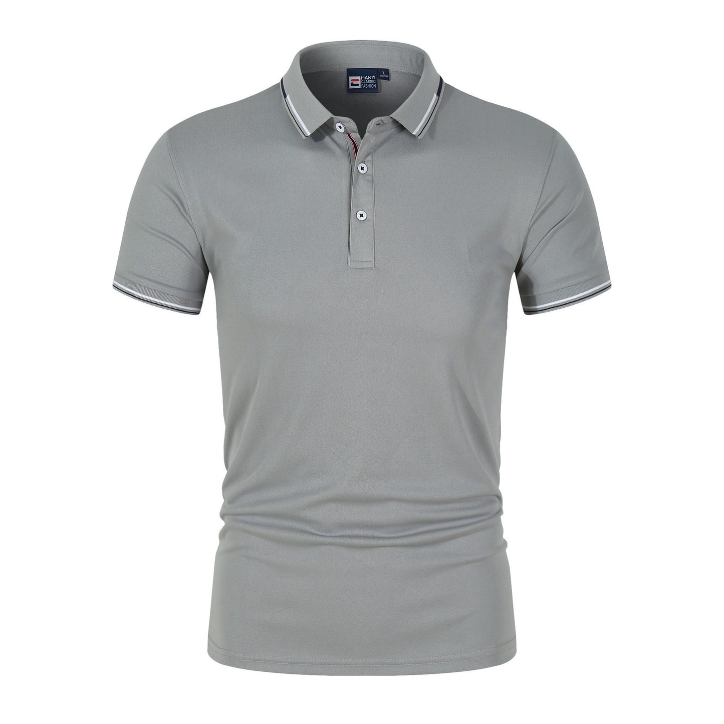 VLOVELAW 2025 New new solid color men's Polo shirt Popular trade large size light plate stand-up collar T-shirt  loose short sleeves, trendy