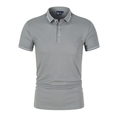VLOVELAW 2025 New new solid color men's Polo shirt Popular trade large size light plate stand-up collar T-shirt  loose short sleeves, trendy