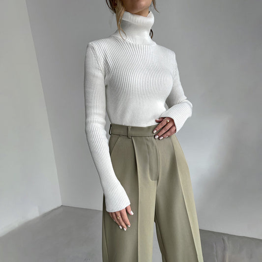 KKBOXLY Cross-border special for extended turtleneck sweater autumn and winter knitted bottoming shirt slim 2025 plus version turtleneck pullover sweater